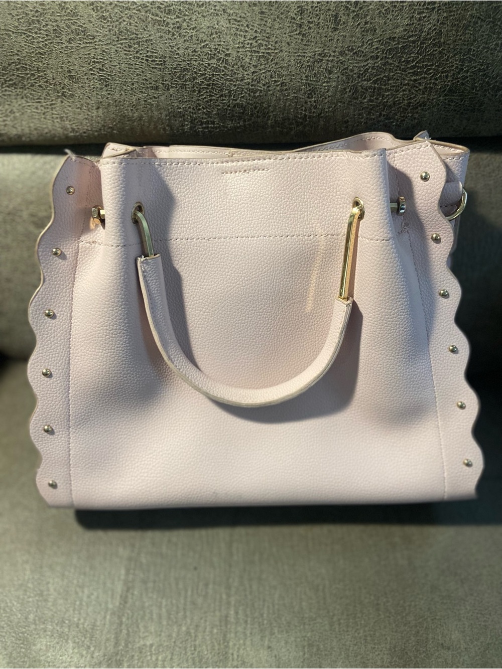 Elegant Scalloped Handle Tote - Light Pink LD